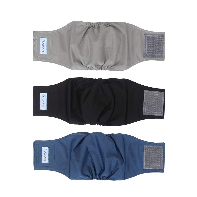 Teamoy 3 Pack Male Dog Diaper Wrap with Gray Lining, Washable Puppy Belly Bands, Super-Absorbent and Comfortable(S,10"-13" Waist) - Image 1